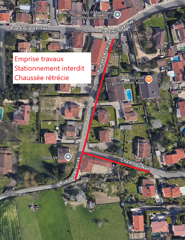 Rue des Acacias : travaux d'enfouissement des réseaux